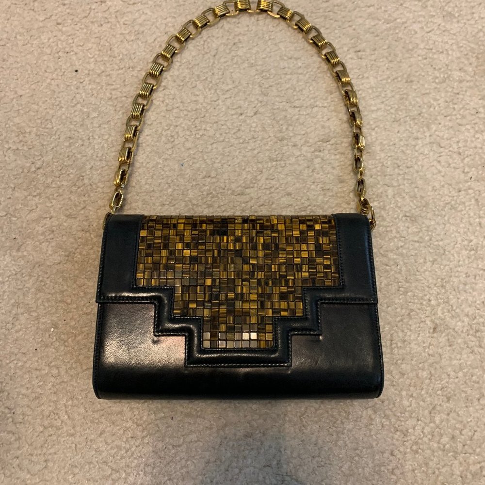 Stunning!!! Daniel Swarovski Leather Purse or Clutch with Tiger Eye